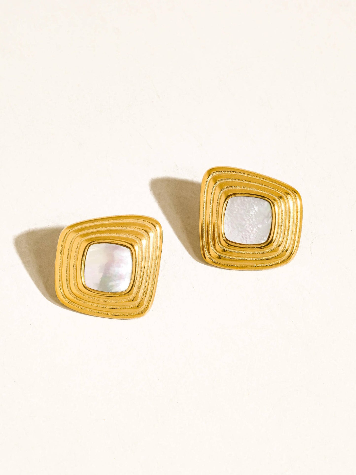 Solenne 18K Gold Non-Tarnish Enamel Square Earrings