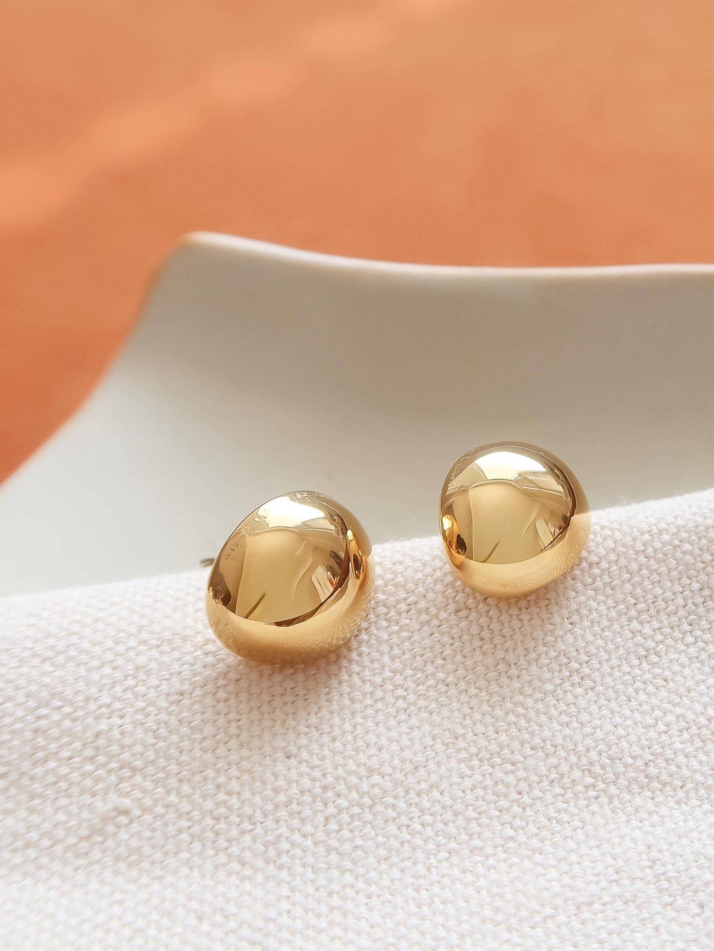Helene 18K Gold Non-Tarnish Small Dome Earrings