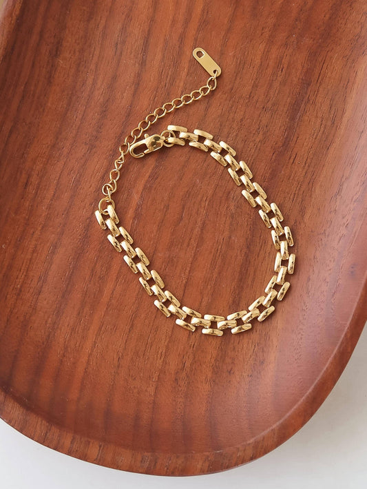 Forte 18K Gold Non-Tarnish Flat Chain Bracelet