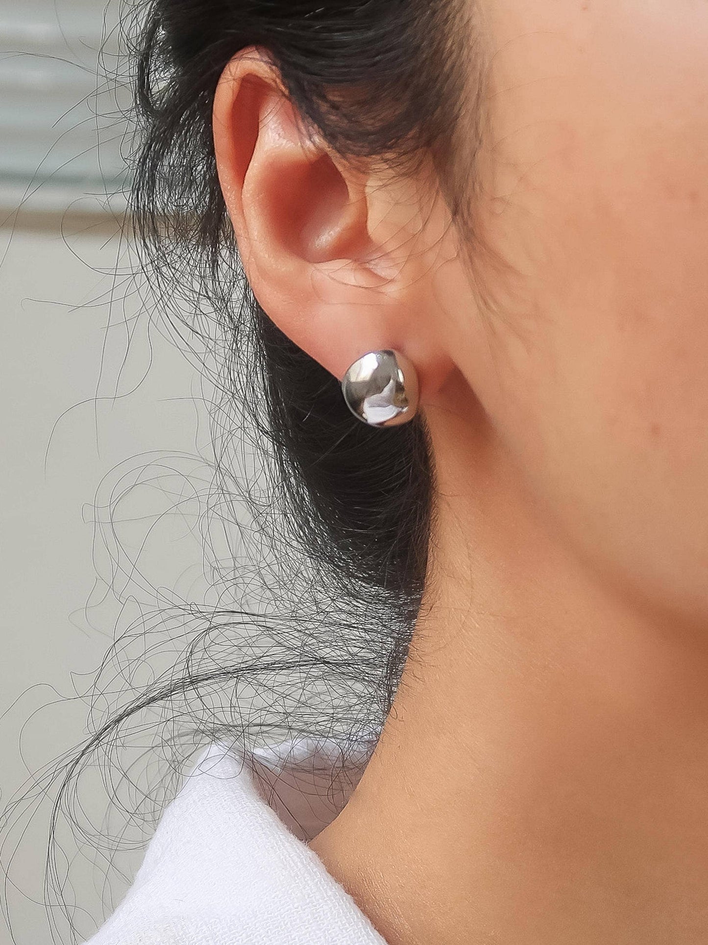 Helene 18K Gold Non-Tarnish Small Dome Earrings