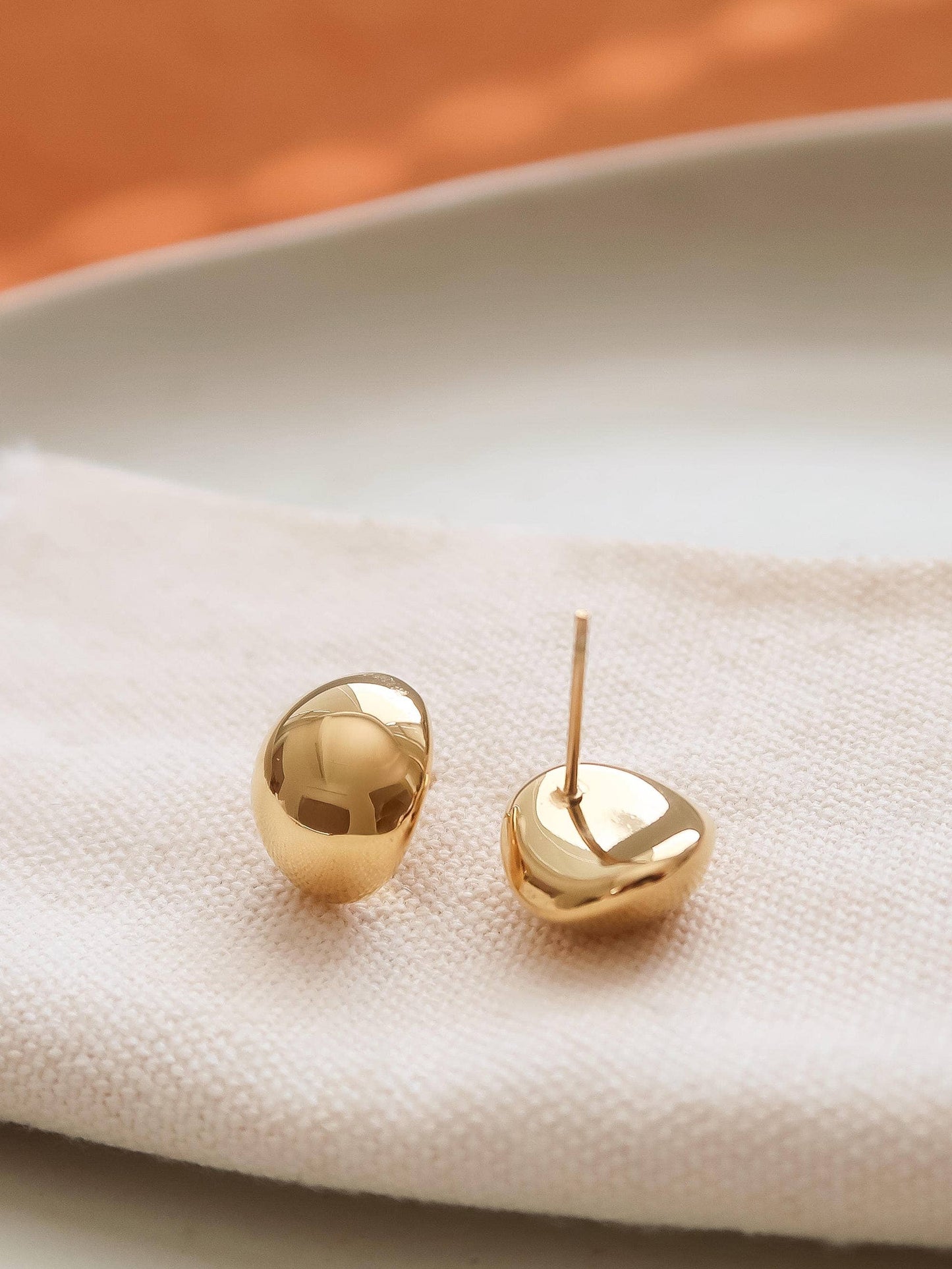 Helene 18K Gold Non-Tarnish Small Dome Earrings
