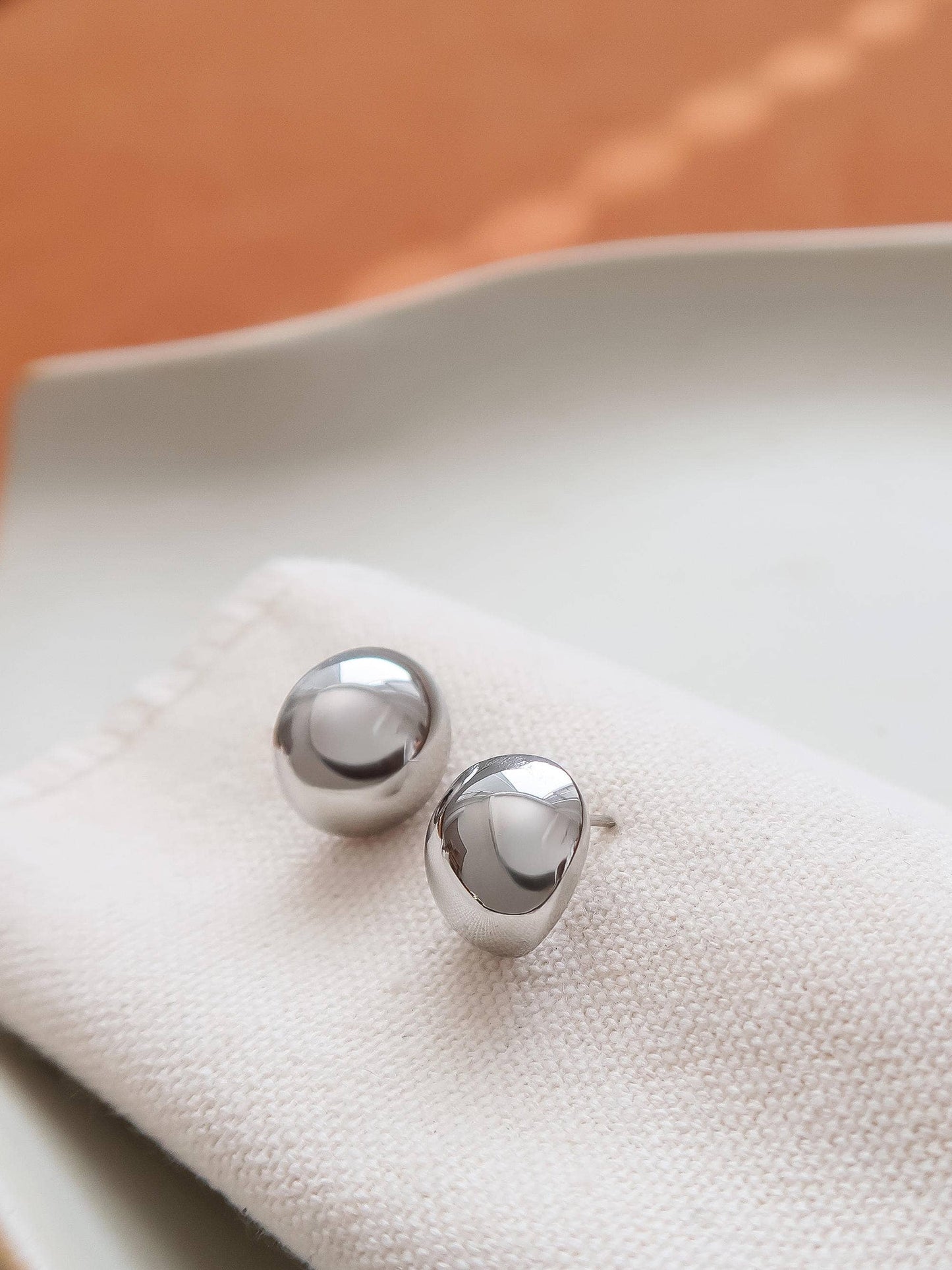 Helene 18K Gold Non-Tarnish Small Dome Earrings