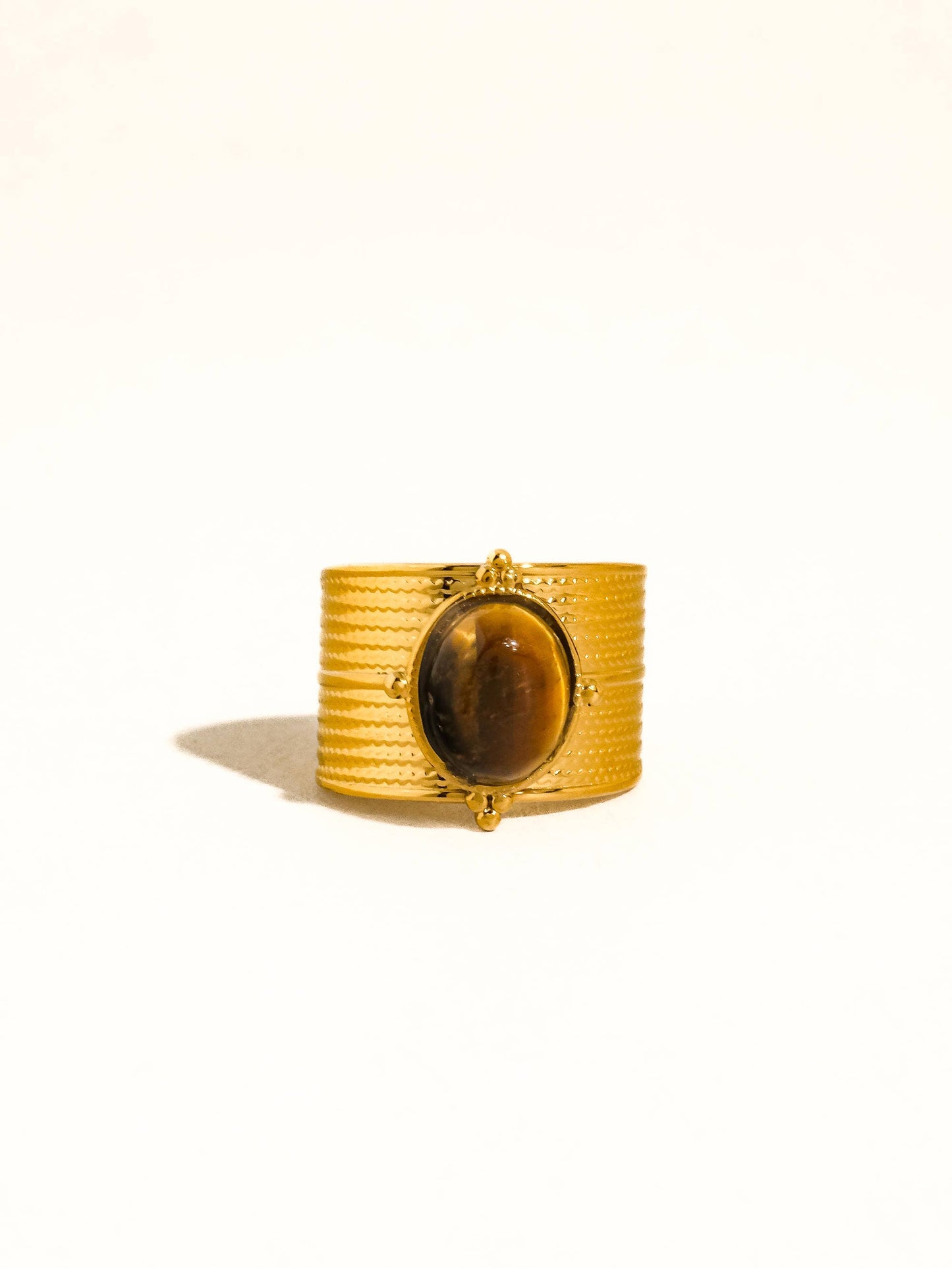 Oasis 18K Gold Non-Tarnish Stone Bold Adjustable Ring